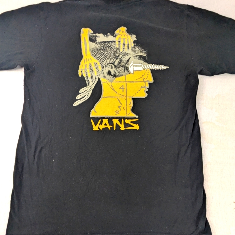 VANS Black Tee With Cool Steampunk Graphic Small